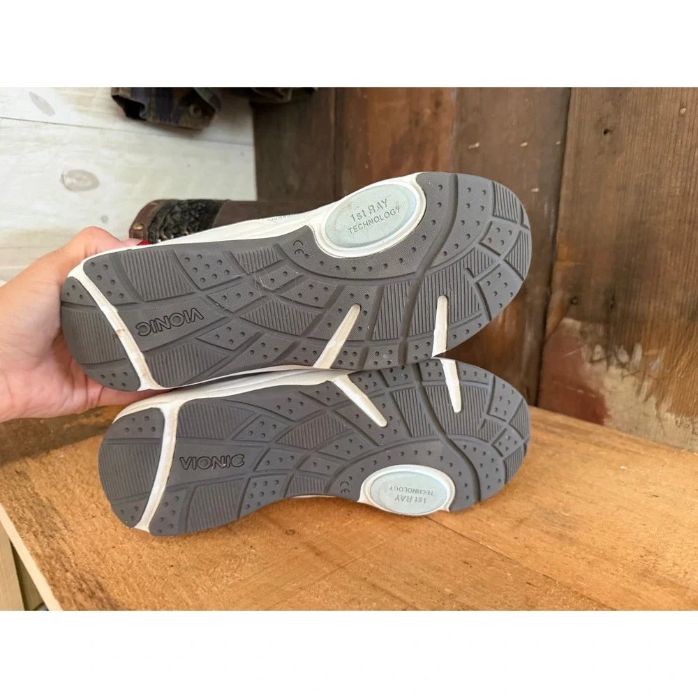 Vionic Kona Womens Walking Shoes White Blue Orthotic Sneakers Size 9 Wide MA14RS